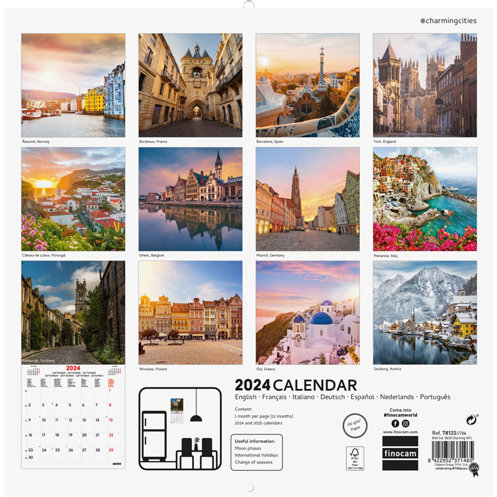 Calendario De Pared Finocam 30X31cm Charmin Lumen