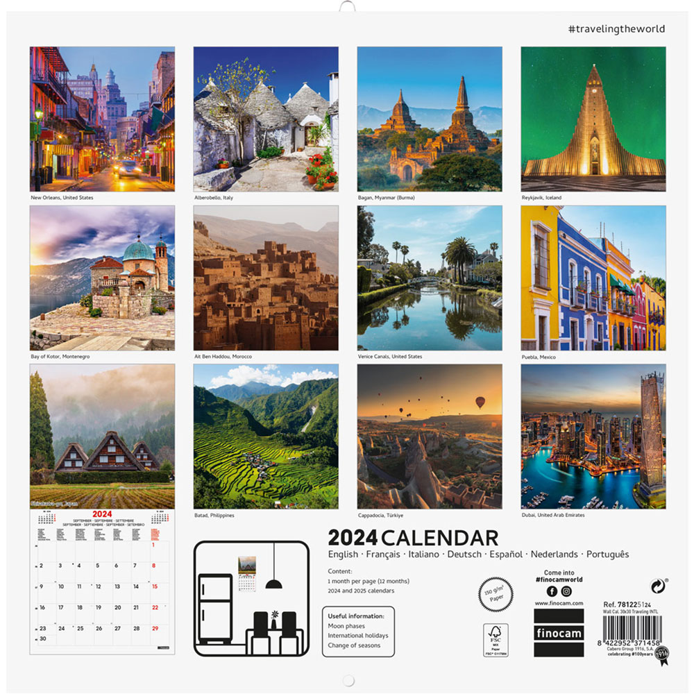 Calendario De Pared Finocam X Cm Traveling Papeler A Lumen