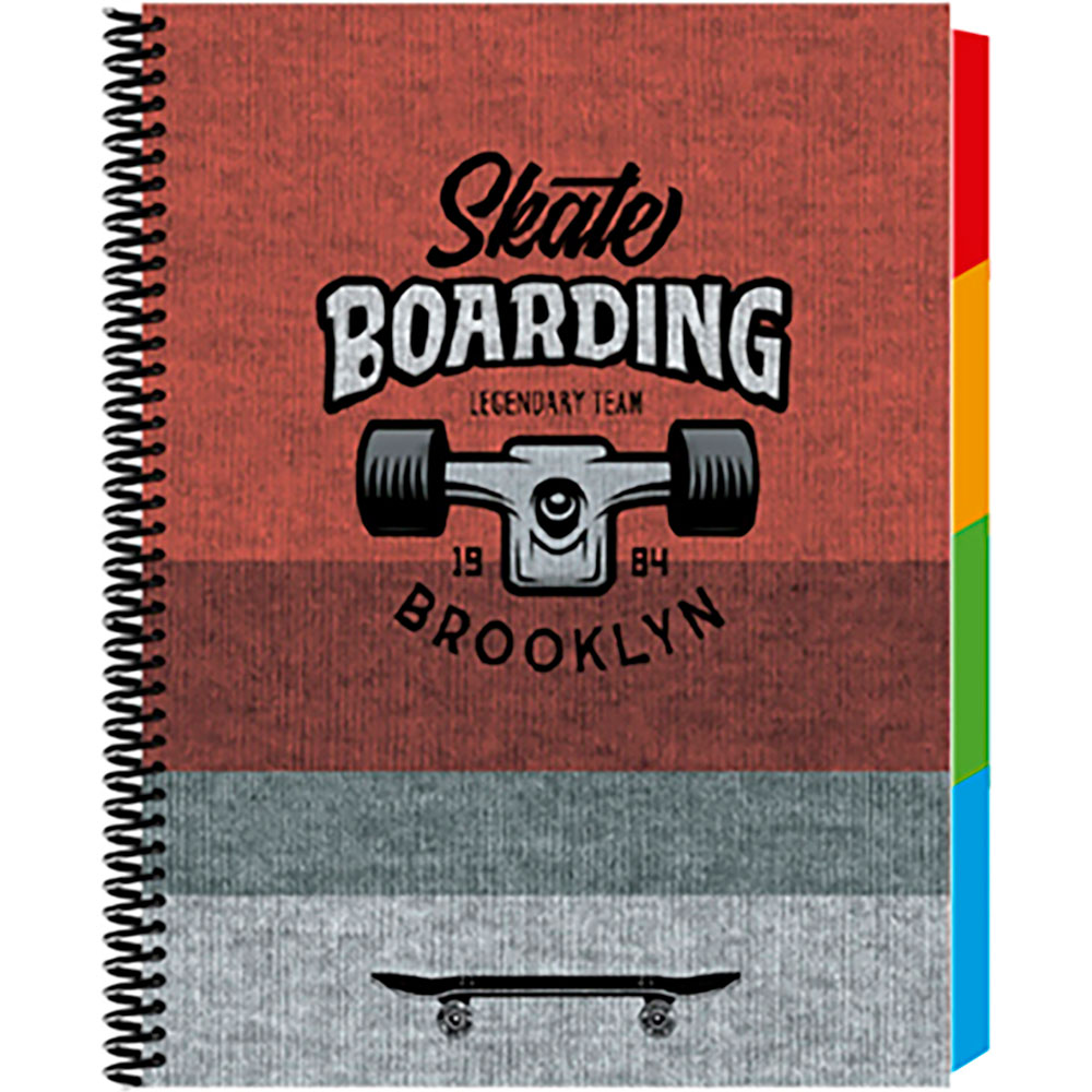 Cuaderno Forma Francesa Senfort Riders Skate Espiral Cuadro Chico Hojas