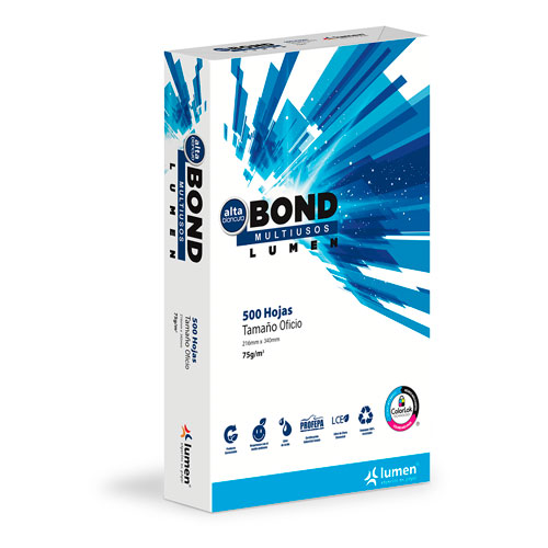 BOND LUMEN MULTIUSOS TAMAÑO OFICIO 75G PAQUETE CON 