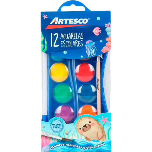 Foto de Acuarela Escolar Artesco Con 12 Surtido 