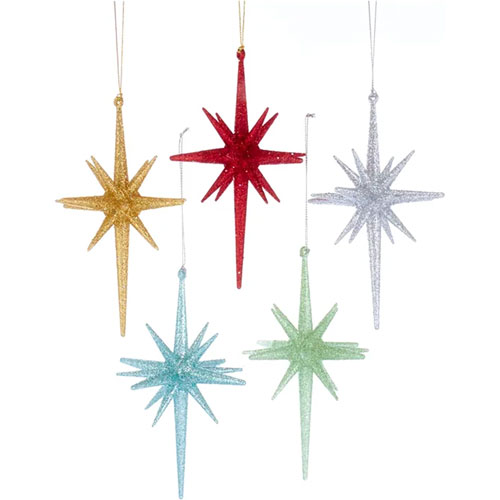 Foto de Adorno navideño Ksa estrella color glitter 14 cm 