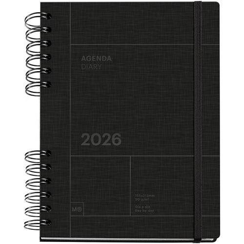 Foto de Agenda 2026 Plus W-O Negro Basics 19X22Cm Vista Diaria 