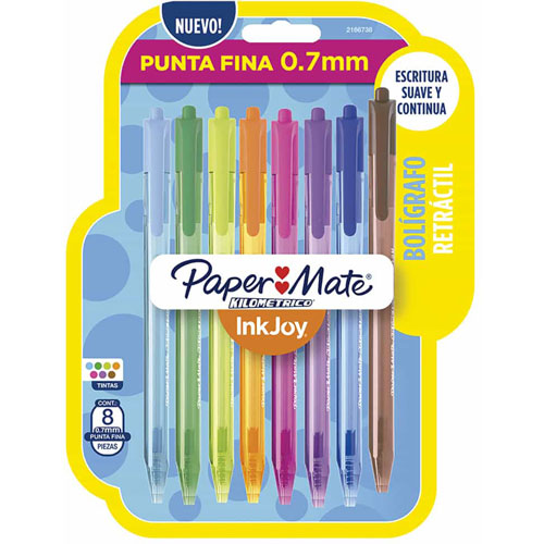 Foto de BOLÍGRAFO PAPER MATE KILOMET INKJOY RET PF BLISTER CON 8 COLORES SURTIDOS 