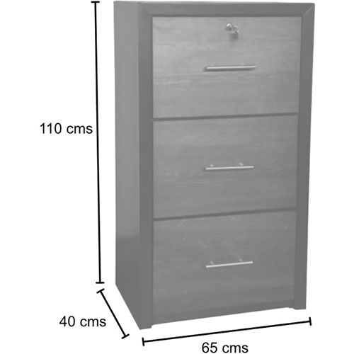 ARCHIVERO MUEBLEMEX CON 3 CAJONES Y LLAVE 65X40X110 CM