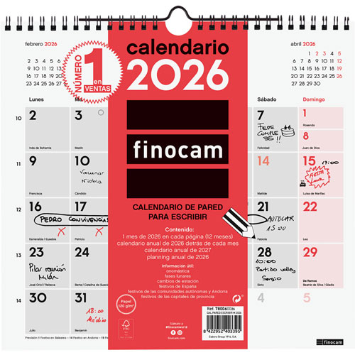 Foto de Calendario De Pared Finocam 26X25Cm 26 