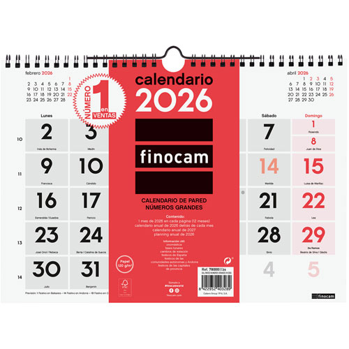 Foto de Calendario De Pared Finocam Num G 30X22Cm 26 