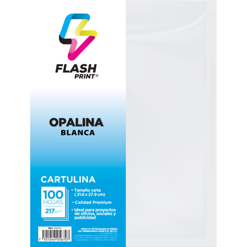 Foto de Cartulina Opalina Flash Print Tamaño Carta 217 Gr Con 100 Hojas Blanca 