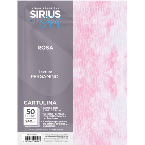 Foto de Cartulina Texturizada Cortada Sirius Select T/C 240 Gr Con 50 Hojas Rosa 