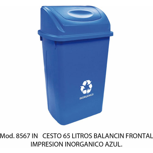 Foto de CESTO CON CAPACIDAD DE 65 LITROS / 17.19 GALONES CON BALANCÍN, CON IMPRESIÓN 