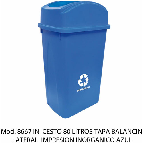 Foto de Cesto Con Capacidad De 80 Litros / 21.16 Galones Con Balancín Con Impresión 