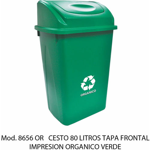 Foto de CESTO CON CAPACIDAD DE 80 LITROS / 21.16 GALONES CON BALANCÍN, CON IMPRESIÓN 