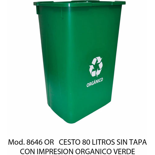 Foto de CESTO CON CAPACIDAD DE 80 LITROS / 21.16 GALONES CON BALANCÍN, CON IMPRESIÓN 