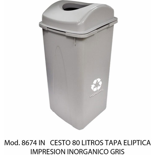 Foto de CESTO CON CAPACIDAD DE 80 LITROS / 21.16 GALONES CON BALANCÍN, CON IMPRESIÓN 