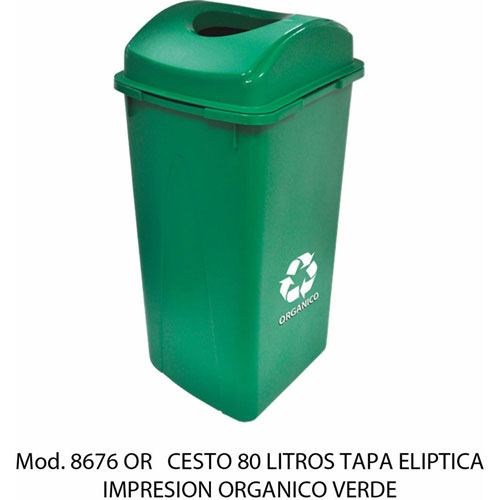 Foto de CESTO CON CAPACIDAD DE 80 LITROS / 21.16 GALONES CON BALANCÍN, CON IMPRESIÓN 