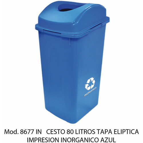 Foto de CESTO CON CAPACIDAD DE 80 LITROS / 21.16 GALONES CON BALANCÍN, CON IMPRESIÓN 
