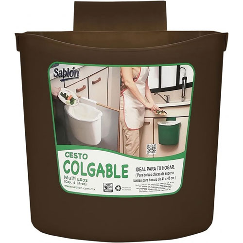 Foto de CESTO / CONTENEDOR COLGABLE. PRÁCTICO Y ÚTIL EN COCINA, OFICINA , BAR ETC. CAP. 6.5  L / 1.71 GAL 