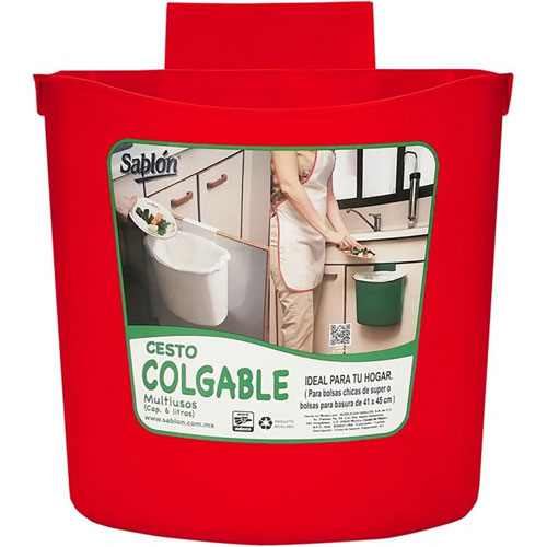 Foto de CESTO / CONTENEDOR COLGABLE. PRÁCTICO Y ÚTIL EN COCINA, OFICINA , BAR ETC. CAP. 6.5  L / 1.71 GAL 