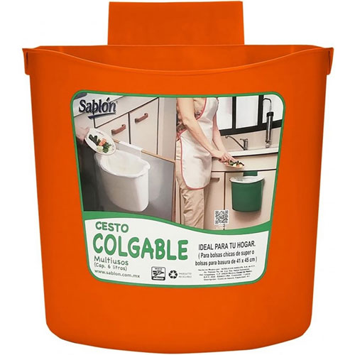 Foto de CESTO / CONTENEDOR COLGABLE. PRÁCTICO Y ÚTIL EN COCINA, OFICINA , BAR ETC. CAP. 6.5  L / 1.71 GAL 