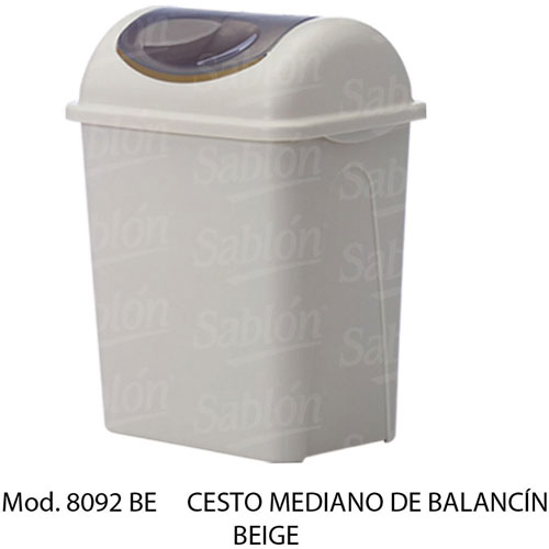 Foto de CESTO DE BASURA CON TAPA CON BALANCÍN  Y CON RANURAS PARA FIJAR BOLSA PARA BASURA.CAPACIDAD 17  L / 4.49 GAL 