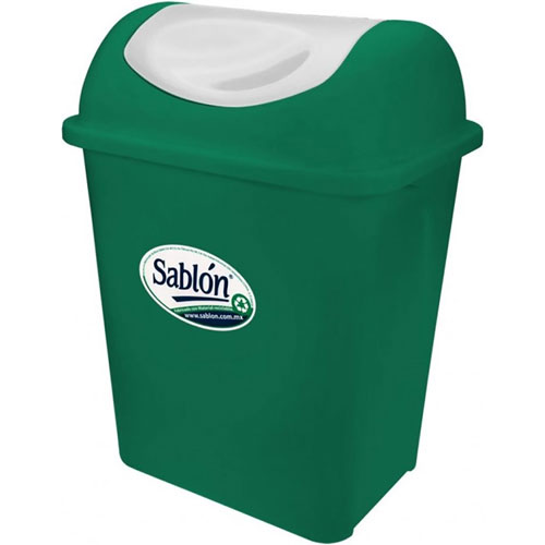 Foto de CESTO DE BASURA CON TAPA CON BALANCÍN  Y CON RANURAS PARA FIJAR BOLSA PARA BASURA.CAPACIDAD 17  L / 4.49 GAL 
