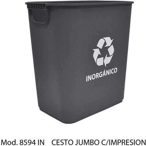 Foto de CESTO DE BASURA JUMBO RECTANGULAR, CON ASAS.CAPACIDAD 26 L / 6.87 GAL. CON IMPRESIÓN 