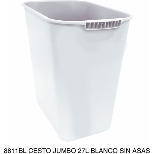 Foto de CESTO DE BASURA JUMBO RECTANGULAR, SIN ASAS.CAPACIDAD 26 L / 6.87 GAL. 