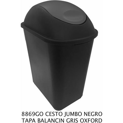 Foto de CESTO DE BASURA JUMBO RECTANGULAR, SIN ASAS CON TAPA BALANCIN LATERAL.CAPACIDAD 26 L / 6.87 GAL. 