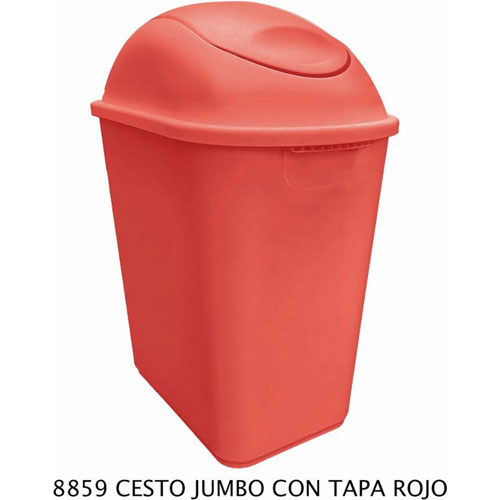 Foto de CESTO DE BASURA JUMBO RECTANGULAR, SIN ASAS CON TAPA BALANCIN LATERAL.CAPACIDAD 26 L / 6.87 GAL. 