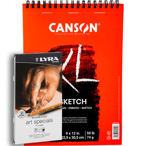 Foto de Combo Block Canson xl Sketch con Lapices Lyra con 12 piezas 