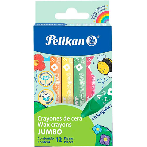 Foto de Crayones Pelikan Triangulares Jumbo Con 12 