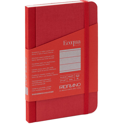 Foto de Cuaderno Fabriano Ecoquaqua Rojo Plus Pocket 90G Lomo Tela Tamaño A5 9X14CM 80 Hojas 