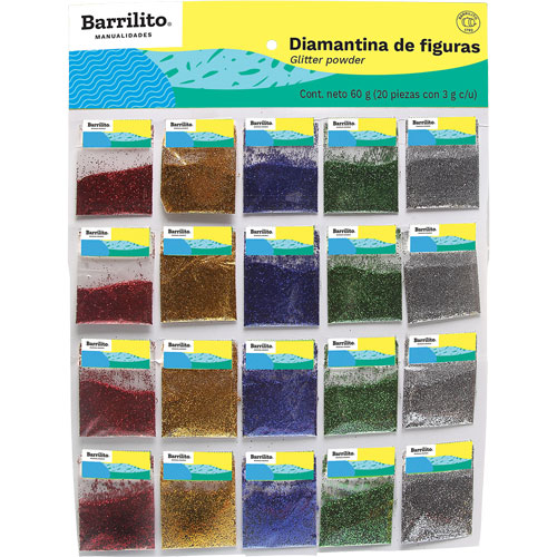 Foto de Diamantina De Colores Surtido Idos Barrilito 3G Con U Con 20 Sobres 