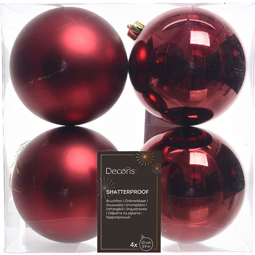 Foto de Esfera navidad KMK 22168 10cm rojo oxido con 4 piezas 