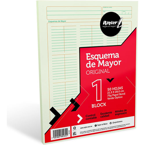 Foto de Esquema Mayor Rayter Vert T/C 50 Hojas Con 1 Pieza 