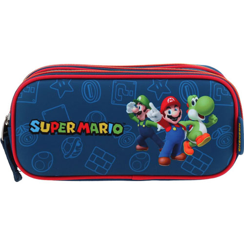 Foto de Estuche Escolar Chenson Mario Bros Y Luigi Azul 