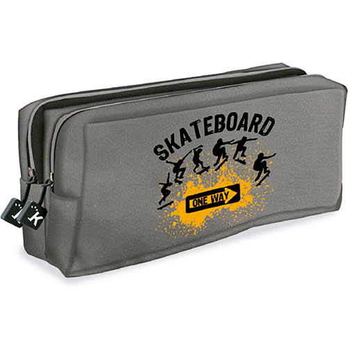 Foto de Estuche escolar doble Senfort Skateboard gris 