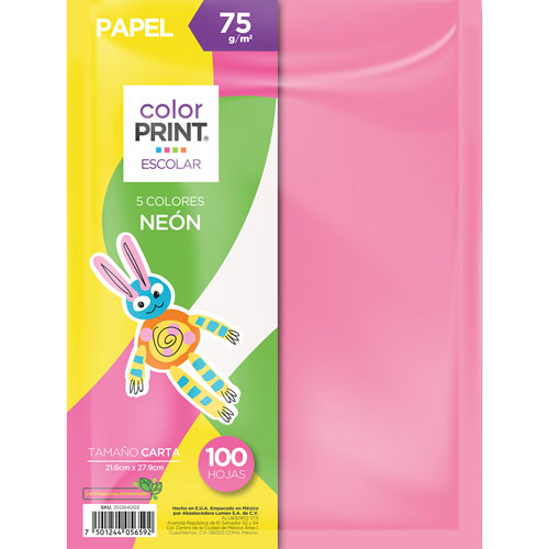 Foto de Hojas De Color Color Print T/C 75G Con 100 Hojas 5 Colores Neon 