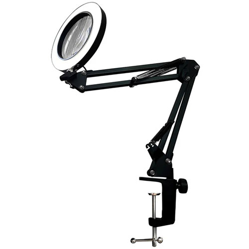 Foto de Lampara Para Restirador Con Lupa Y Brazo Flexible Color Negro 