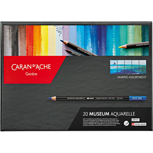 Foto de Lápices Acuarelables Caran D´Ache Museum Marino estuche con 20 colores 