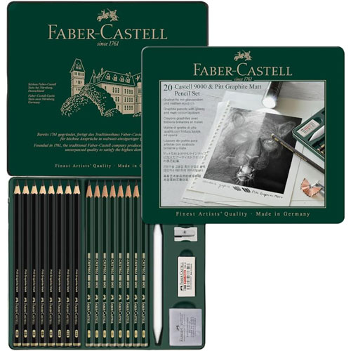 Foto de Lápices Faber-Castell Pitt Graphite Matt y 9000 Set con 20 