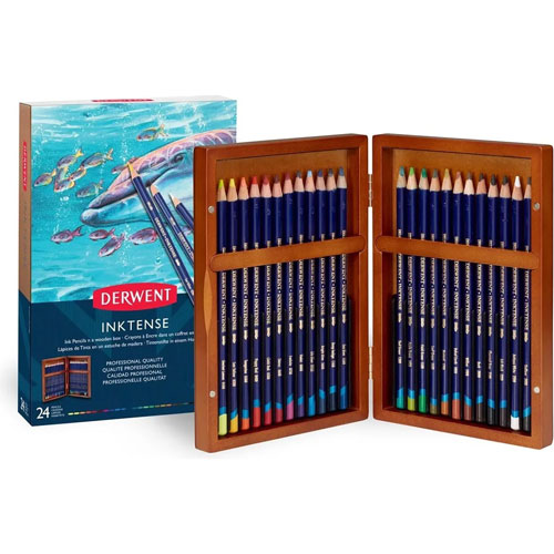 Foto de Lapiz acuarela Derwent estuche de madera con 24 lápices 