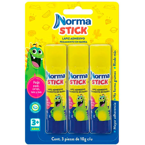 Foto de Lapiz Adhesivo Norma Stick 10Gr Blister Con 3 Piezas 