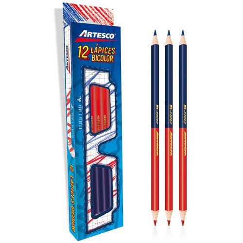 Foto de Lápiz Checador Artesco Bicolor Triangular 12 Piezas 