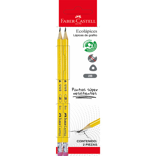 Foto de Lapiz Escolar Fc 1210 Eco Amarillo Triangular 2B Con 2 Piezas 