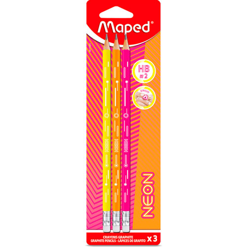 Foto de Lápiz Escolar Maped AckPeps Neon HB 854710ZV 3 Piezas 