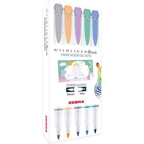 Foto de Marcador Mildliner Punta Brush Colores Pastel Con 5 piezas 
