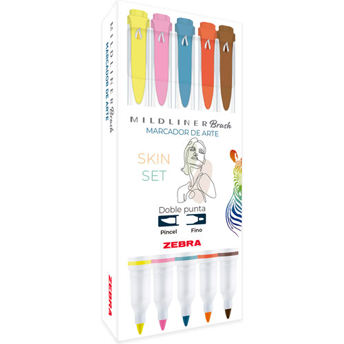 Foto de Marcador Mildliner Punta Brush Colores Skin Con 5 piezas 