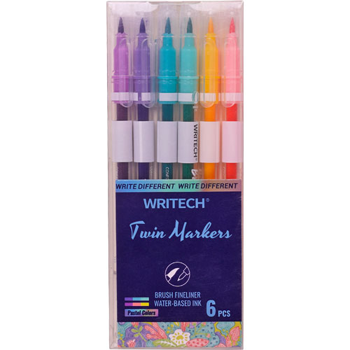 Foto de Marcador para Dibujo Writech Twin Marker Pastel con 6 