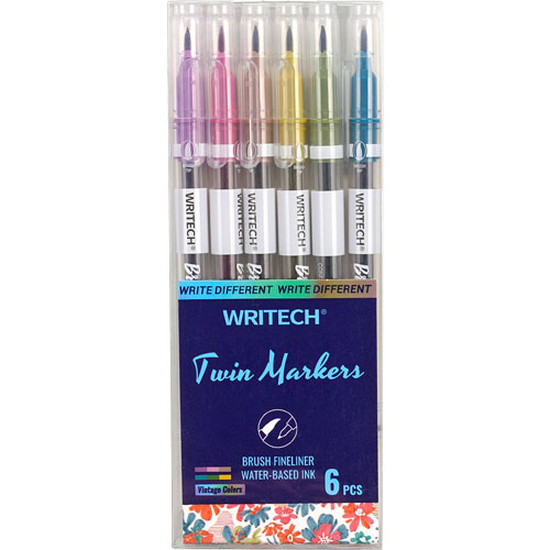 Foto de Marcador para Dibujo Writech Twin Marker Vintage con 6 